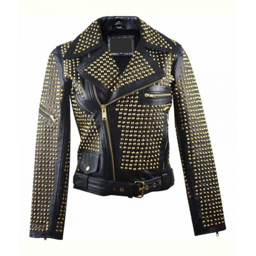 Womens Full Golden Studded Jacket